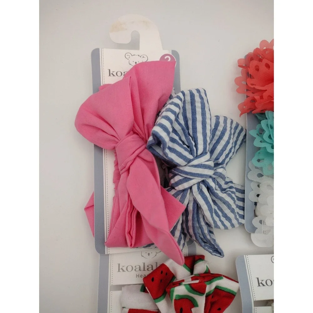 Koala Kids Headwrap Headband‎ Set 7pc Floral Bow Watermelon Pink Blue Multi NEW